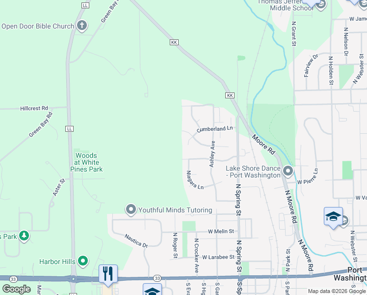 map of restaurants, bars, coffee shops, grocery stores, and more near 1057 Cumberland Ln in Port Washington