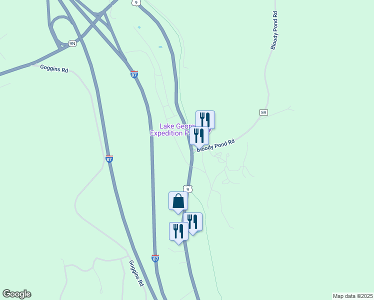 map of restaurants, bars, coffee shops, grocery stores, and more near 1897 State Route 9 in Lake George