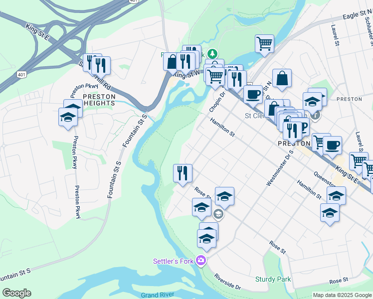 map of restaurants, bars, coffee shops, grocery stores, and more near 502 Nelson Street in Cambridge
