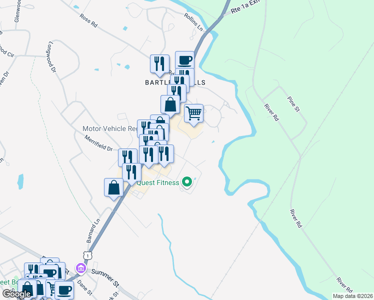 map of restaurants, bars, coffee shops, grocery stores, and more near 5 Horn Crossing in Kennebunk