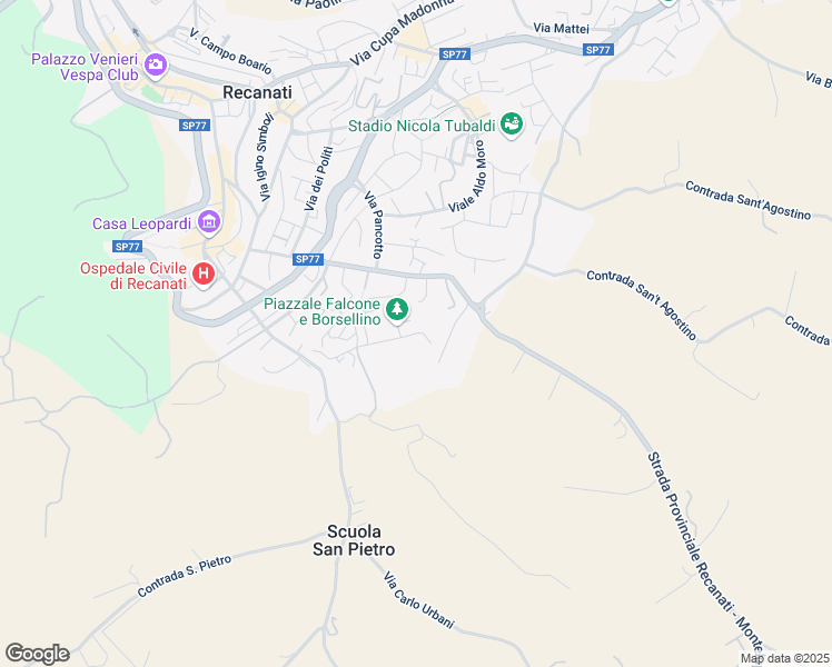 map of restaurants, bars, coffee shops, grocery stores, and more near 8 Via Umberto Magrini in Provincia di Macerata