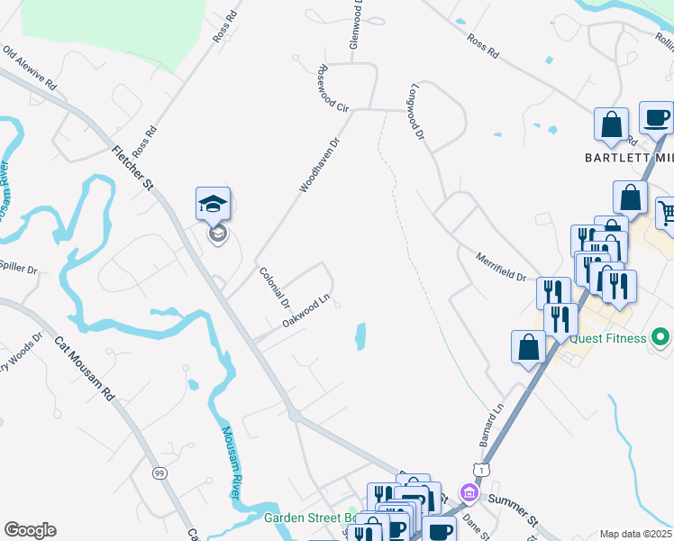 map of restaurants, bars, coffee shops, grocery stores, and more near 2 Acorn Circle in Kennebunk