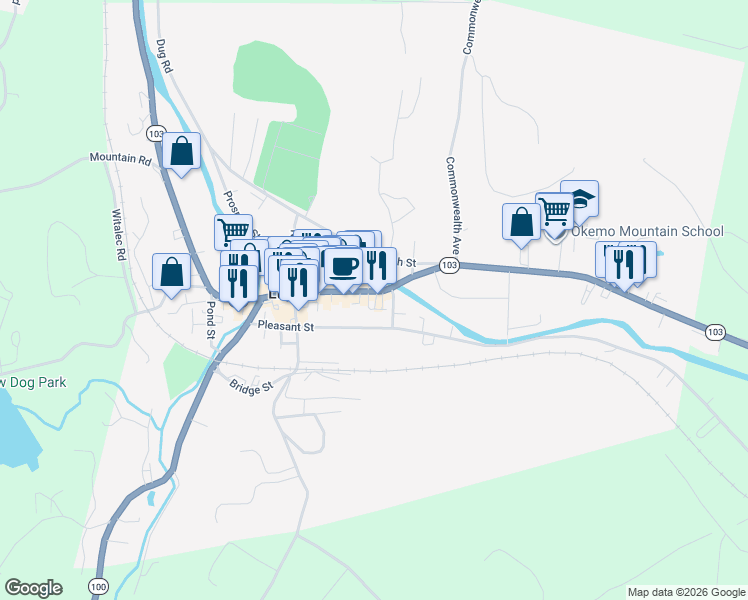 map of restaurants, bars, coffee shops, grocery stores, and more near in Ludlow