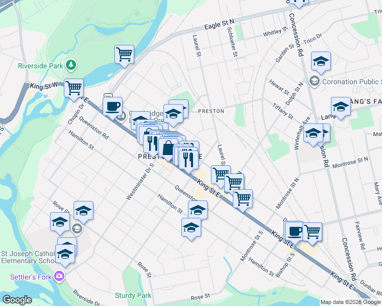 map of restaurants, bars, coffee shops, grocery stores, and more near 755 Duke Street in Cambridge