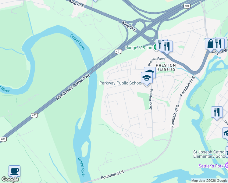 map of restaurants, bars, coffee shops, grocery stores, and more near 535 Linden Drive in Cambridge