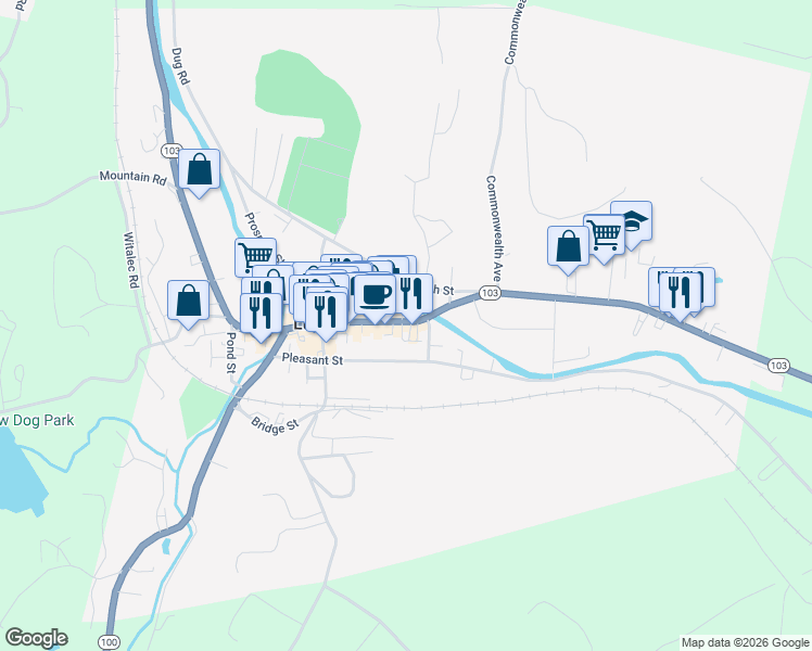 map of restaurants, bars, coffee shops, grocery stores, and more near in Ludlow