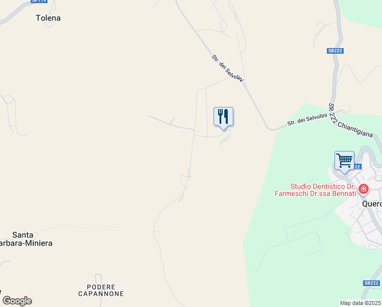 map of restaurants, bars, coffee shops, grocery stores, and more near in Province of Siena