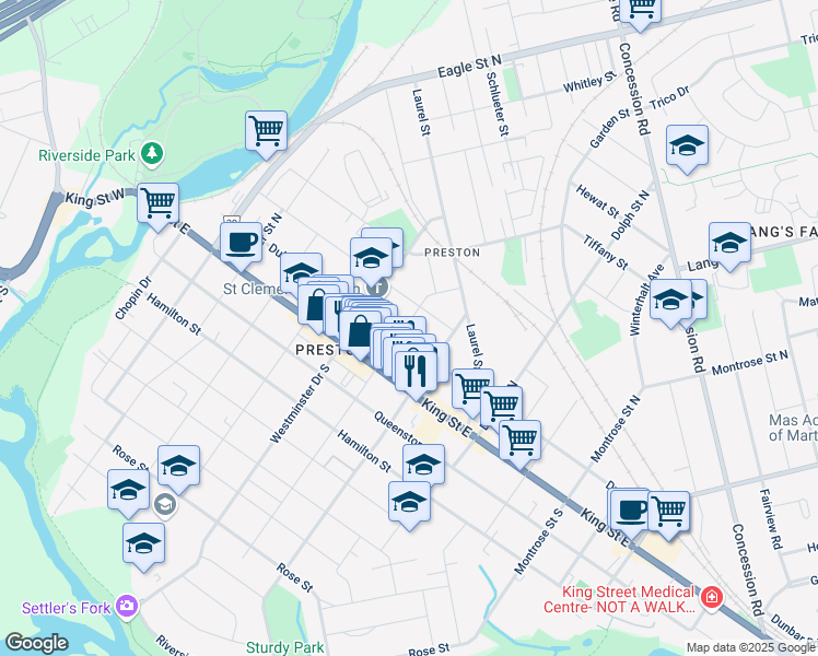 map of restaurants, bars, coffee shops, grocery stores, and more near 223 Church Street North in Cambridge