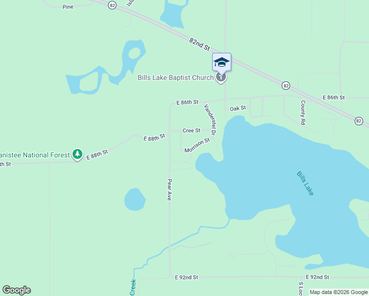 map of restaurants, bars, coffee shops, grocery stores, and more near 8752 Bills Lake Court in Newaygo