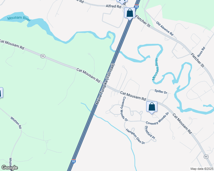 map of restaurants, bars, coffee shops, grocery stores, and more near Maine Turnpike in Kennebunk