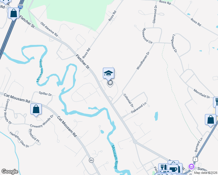 map of restaurants, bars, coffee shops, grocery stores, and more near 89 Fletcher Street in Kennebunk