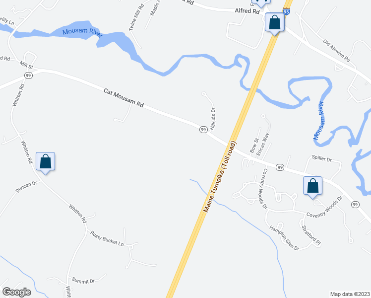 map of restaurants, bars, coffee shops, grocery stores, and more near 306 Cat Mousam Road in Kennebunk