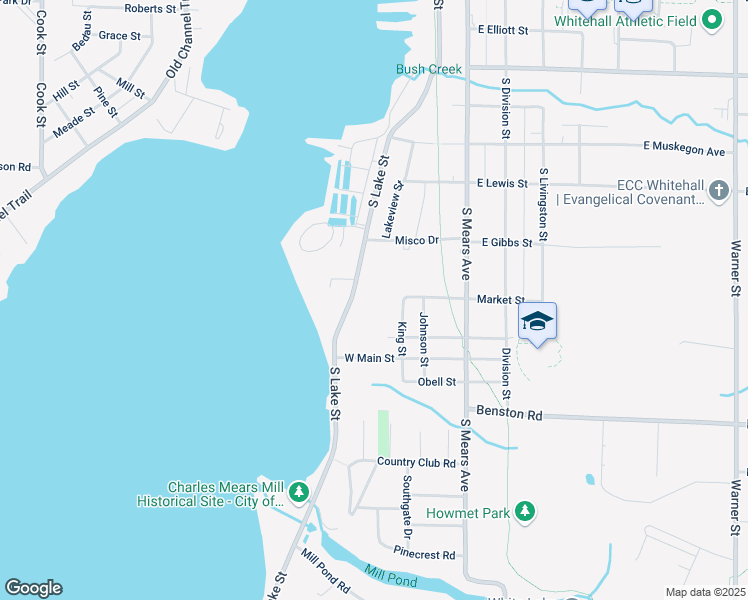 map of restaurants, bars, coffee shops, grocery stores, and more near 1103 South Lake Street in Whitehall