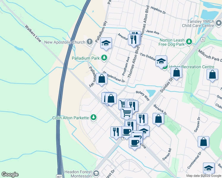 map of restaurants, bars, coffee shops, grocery stores, and more near 3226 Settlement Court in Burlington