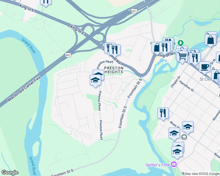map of restaurants, bars, coffee shops, grocery stores, and more near 505 Pinetree Crescent in Cambridge