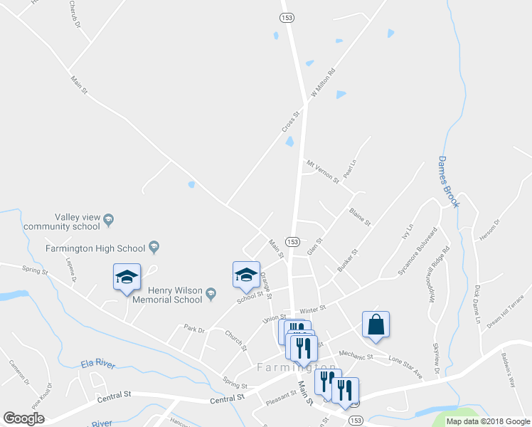 map of restaurants, bars, coffee shops, grocery stores, and more near 10 Berry Court in Farmington