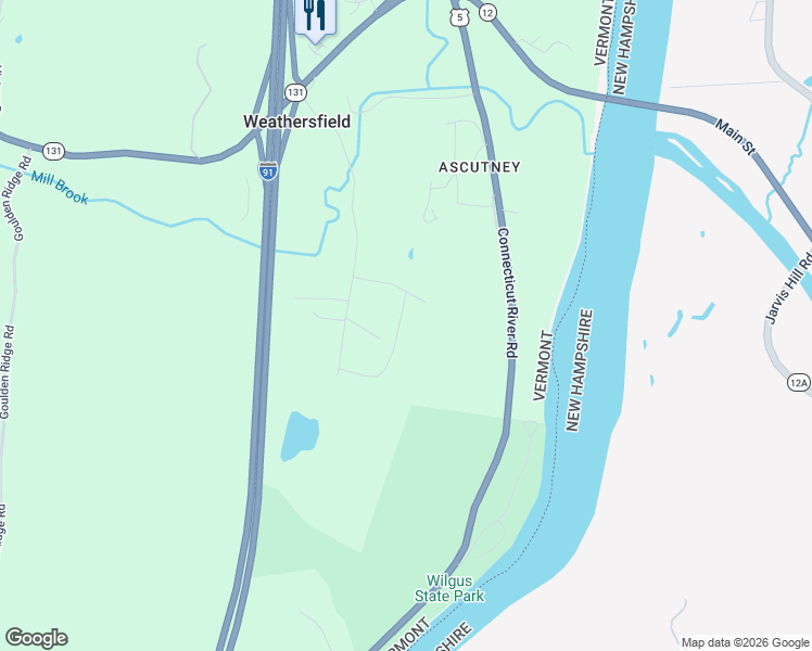 map of restaurants, bars, coffee shops, grocery stores, and more near 819 Tenney Hill Road in Weathersfield