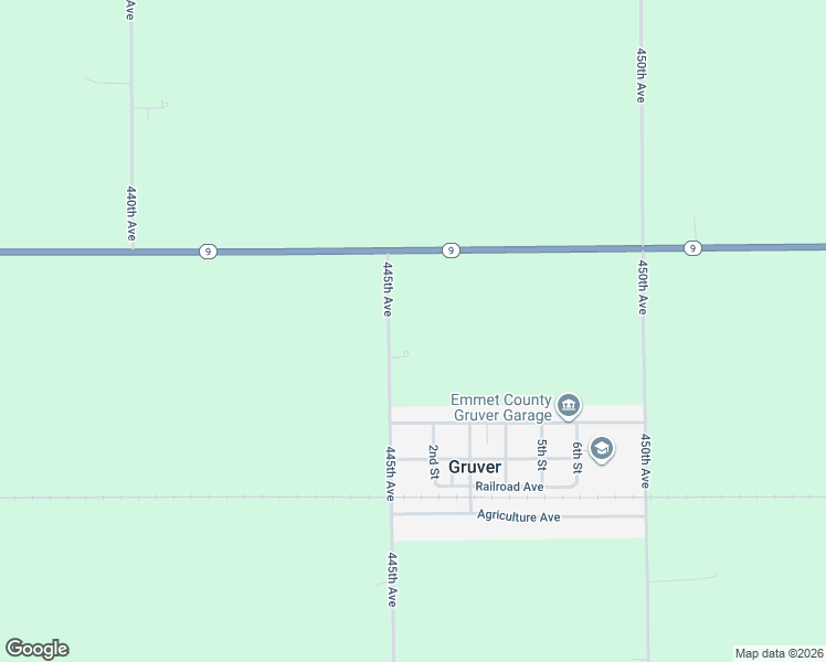 map of restaurants, bars, coffee shops, grocery stores, and more near 1720 445th Avenue in Estherville