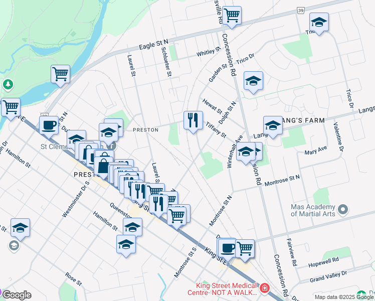 map of restaurants, bars, coffee shops, grocery stores, and more near 400 Dolph Street North in Cambridge