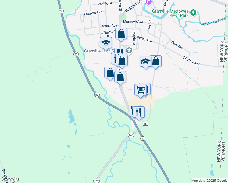map of restaurants, bars, coffee shops, grocery stores, and more near 98 Westview Drive in Granville