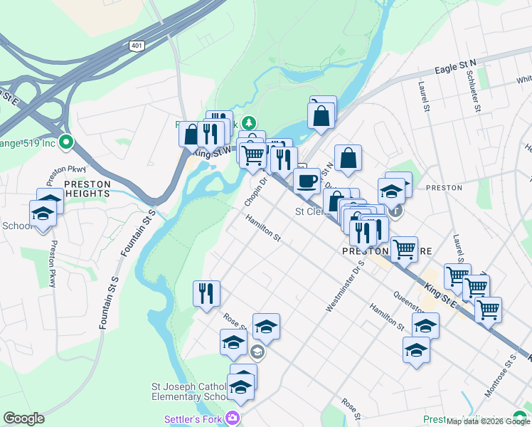 map of restaurants, bars, coffee shops, grocery stores, and more near 228 Eagle Street South in Cambridge
