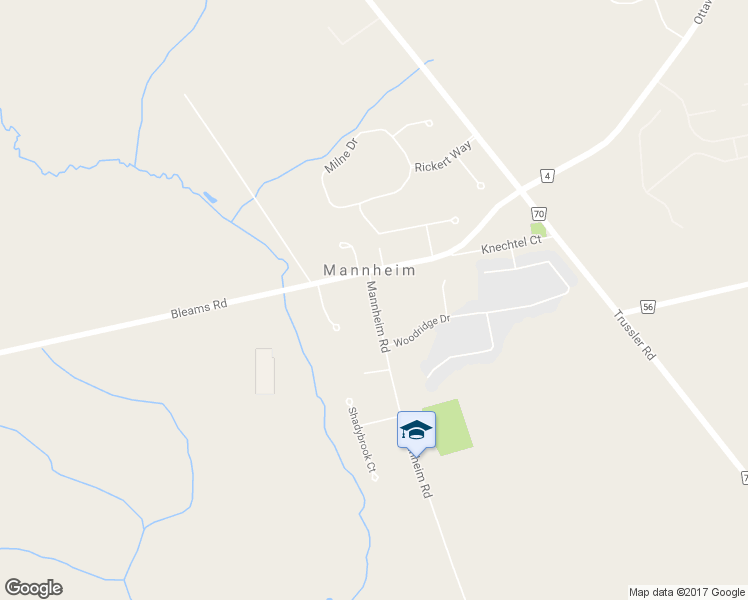 map of restaurants, bars, coffee shops, grocery stores, and more near 1564 Mannheim Road in Waterloo Regional Municipality