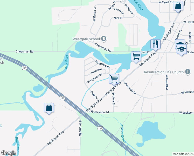 map of restaurants, bars, coffee shops, grocery stores, and more near 29 Evergreen Drive in St. Louis