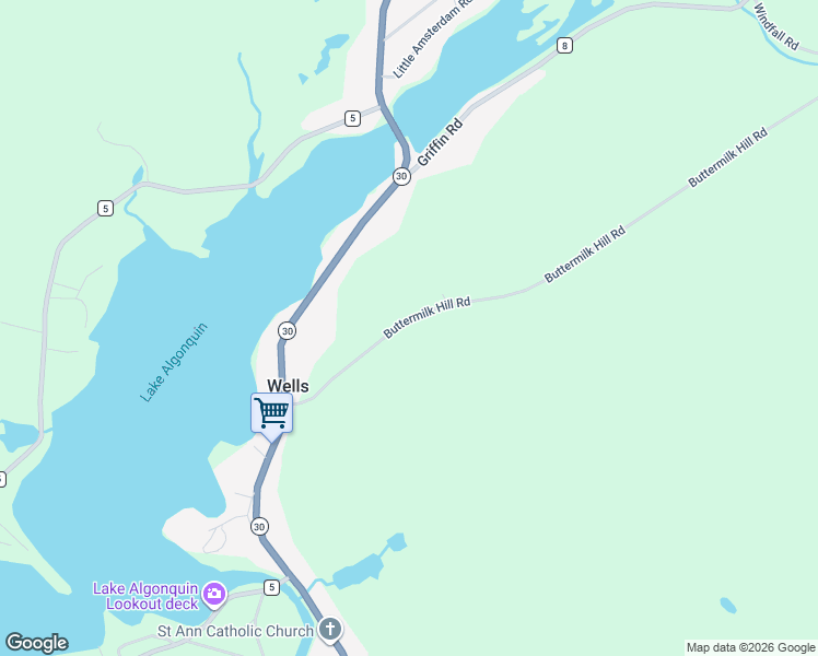 map of restaurants, bars, coffee shops, grocery stores, and more near 130-140 Buttermilk Hill Road in Wells