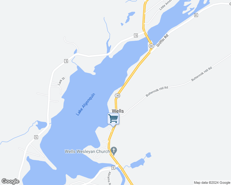 map of restaurants, bars, coffee shops, grocery stores, and more near 1403A New York 30 in Wells