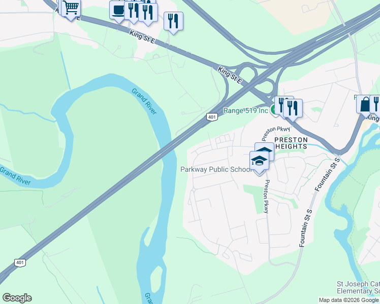 map of restaurants, bars, coffee shops, grocery stores, and more near 470 Linden Drive in Cambridge