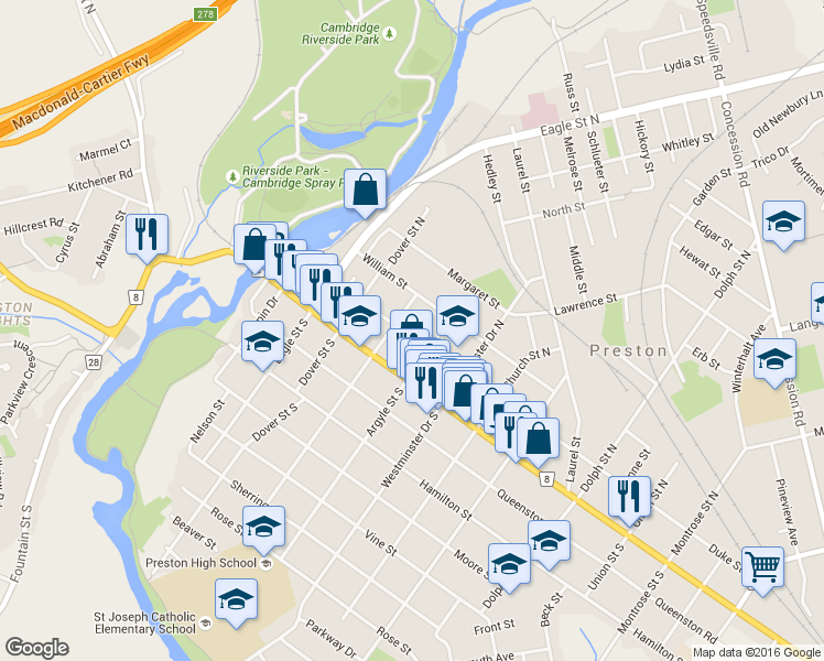 map of restaurants, bars, coffee shops, grocery stores, and more near 529 Duke Street in Cambridge