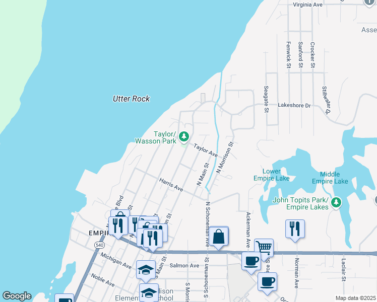 map of restaurants, bars, coffee shops, grocery stores, and more near 585 North Wasson Street in Coos Bay