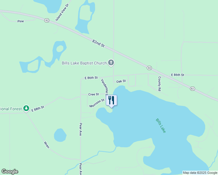 map of restaurants, bars, coffee shops, grocery stores, and more near 8667 Swan in Newaygo