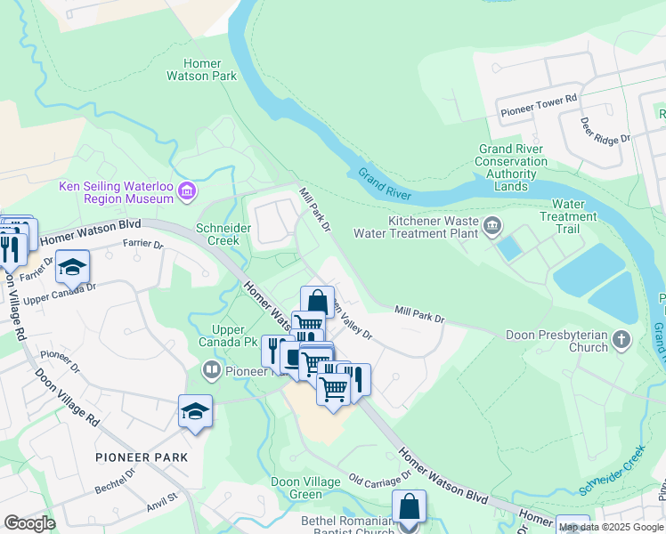 map of restaurants, bars, coffee shops, grocery stores, and more near in Kitchener