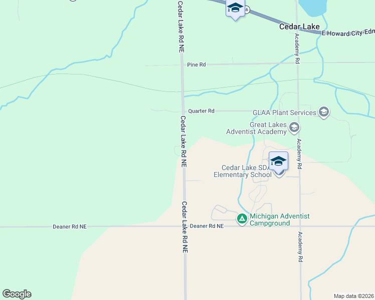 map of restaurants, bars, coffee shops, grocery stores, and more near 7320 Cedar Lake Road Northeast in Edmore