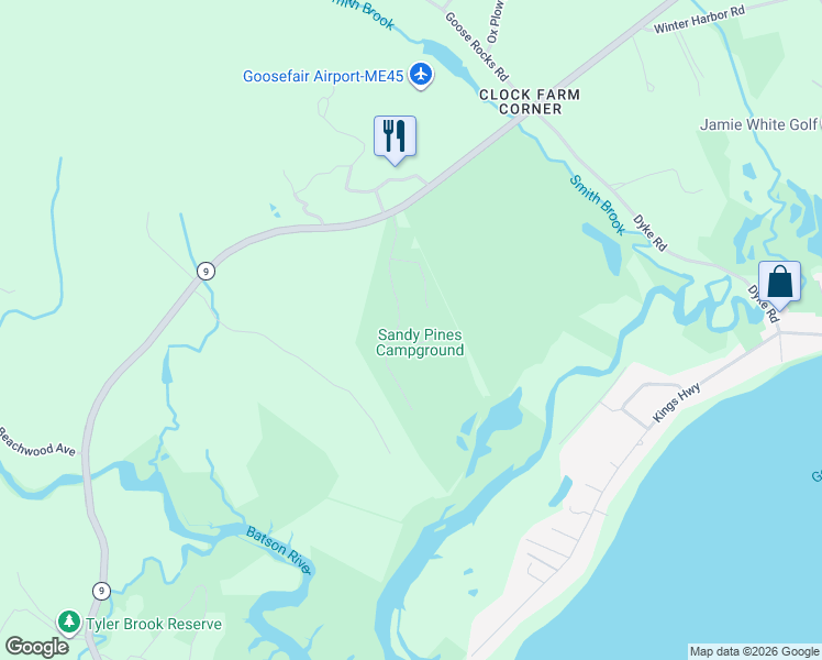 map of restaurants, bars, coffee shops, grocery stores, and more near 277 Mills Road in Kennebunkport