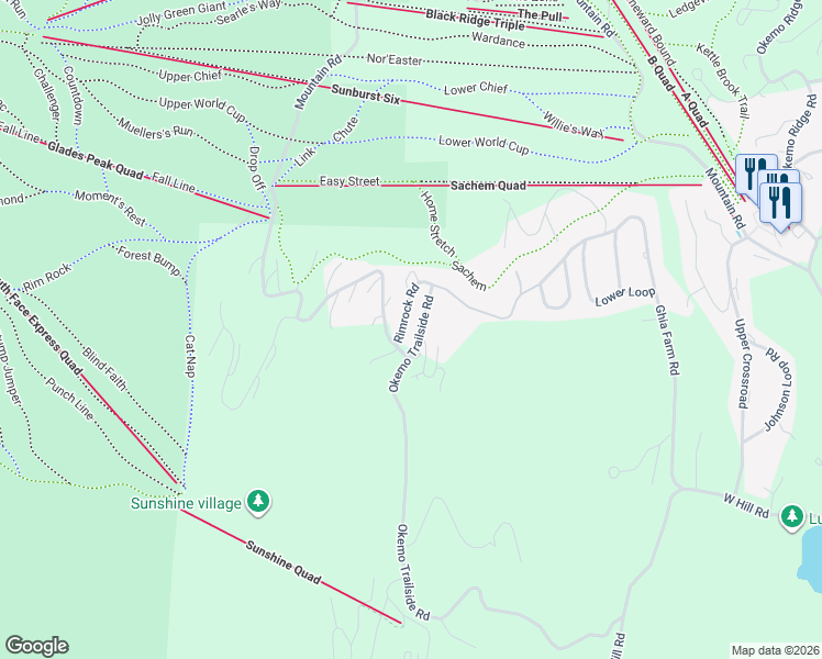 map of restaurants, bars, coffee shops, grocery stores, and more near 58 Remrock Road in Windsor County