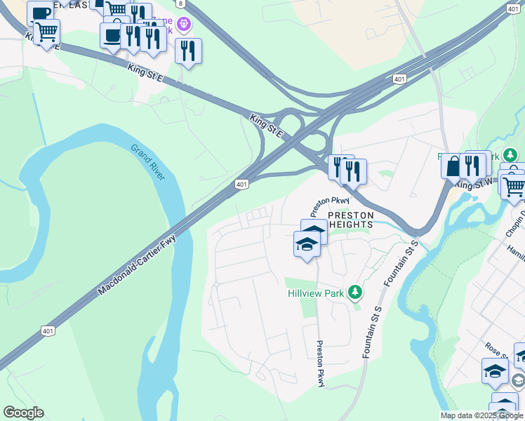 map of restaurants, bars, coffee shops, grocery stores, and more near 420 Linden Drive in Cambridge