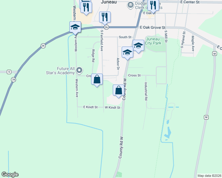 map of restaurants, bars, coffee shops, grocery stores, and more near 548 South Fairfield Avenue in Juneau