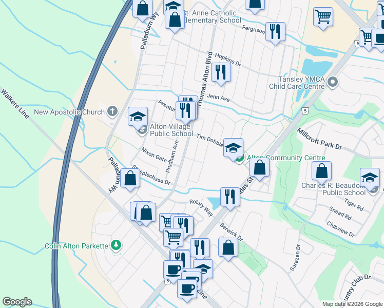 map of restaurants, bars, coffee shops, grocery stores, and more near in Burlington