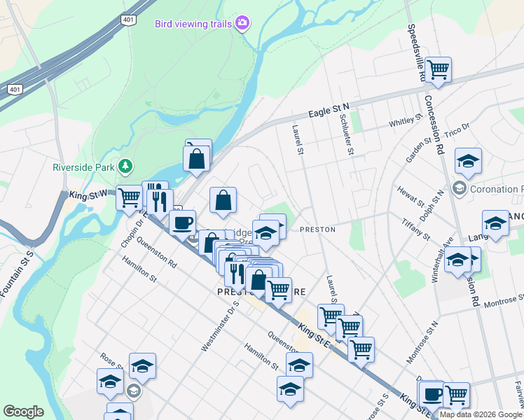 map of restaurants, bars, coffee shops, grocery stores, and more near 550 Margaret Street in Cambridge