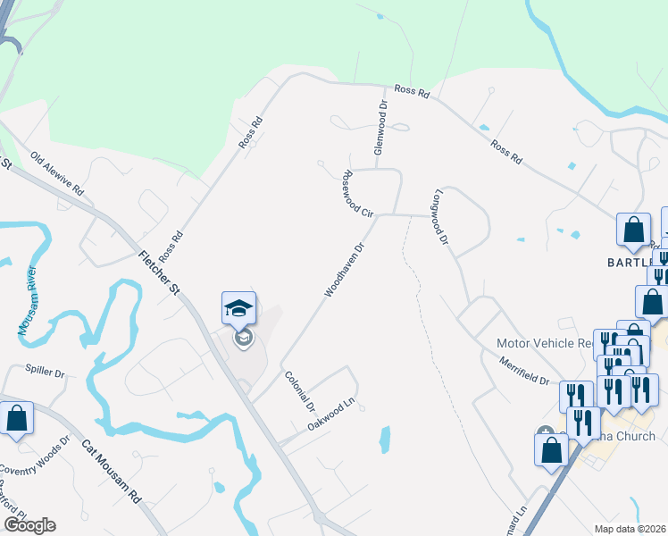 map of restaurants, bars, coffee shops, grocery stores, and more near 19 Woodhaven Drive in Kennebunk