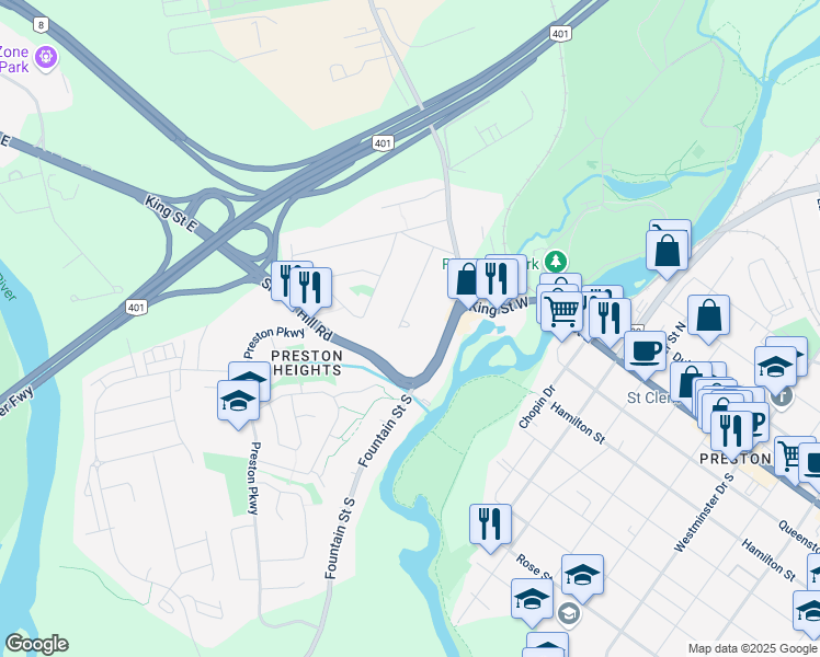map of restaurants, bars, coffee shops, grocery stores, and more near 275 Abraham Street in Cambridge