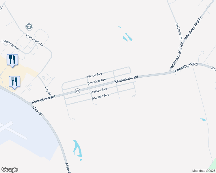 map of restaurants, bars, coffee shops, grocery stores, and more near 28 Malden Avenue in Sanford