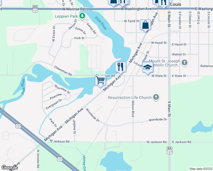 map of restaurants, bars, coffee shops, grocery stores, and more near 814 Michigan Avenue in St. Louis