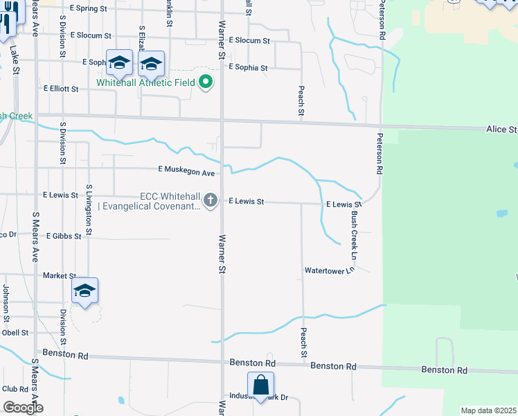map of restaurants, bars, coffee shops, grocery stores, and more near 915 East Lewis Street in Whitehall