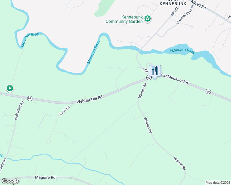 map of restaurants, bars, coffee shops, grocery stores, and more near 76 Webber Hill Road in Kennebunk