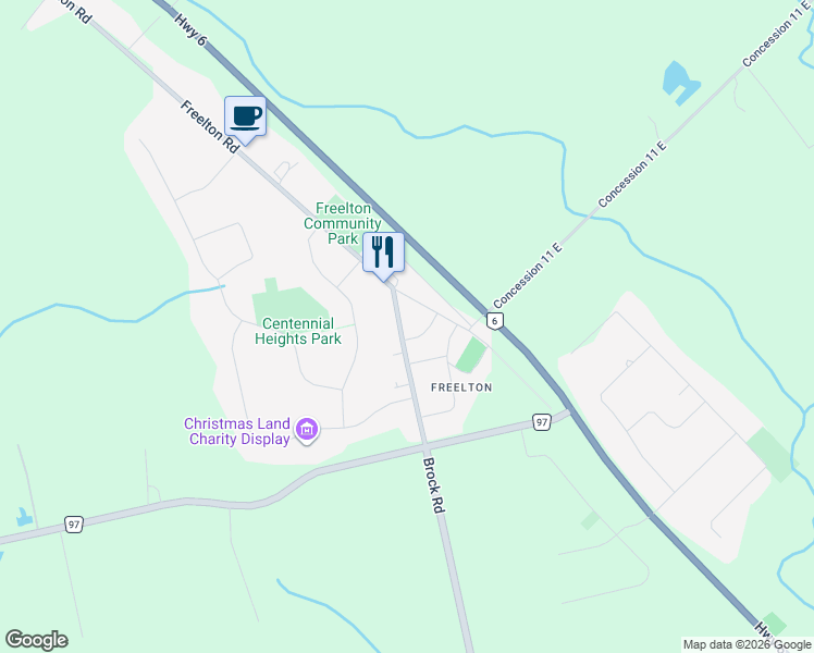 map of restaurants, bars, coffee shops, grocery stores, and more near 1822 Brock Road in Hamilton