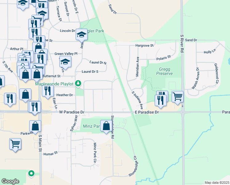 map of restaurants, bars, coffee shops, grocery stores, and more near 1609 Stonebridge Road in West Bend
