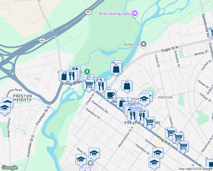 map of restaurants, bars, coffee shops, grocery stores, and more near 200 Eagle Street North in Cambridge